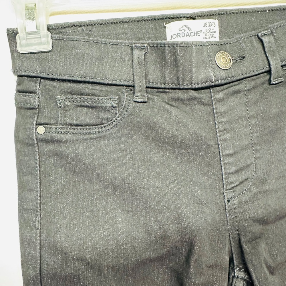 Jordache Black Straight Leg Pull‎ On Skinny Jeans Jeggings Girls Large (10-12)